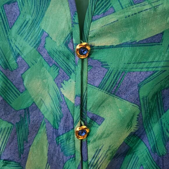 90s VTG Anne Crimmins Umi Collections Silk Blazer Sz Golden Girls Church Grandma - Picture 3 of 7